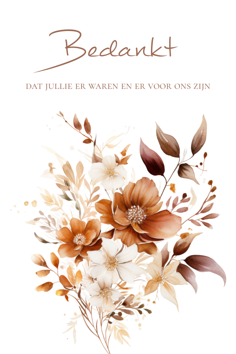 Een bedankkaartje met warme herfstbloemen